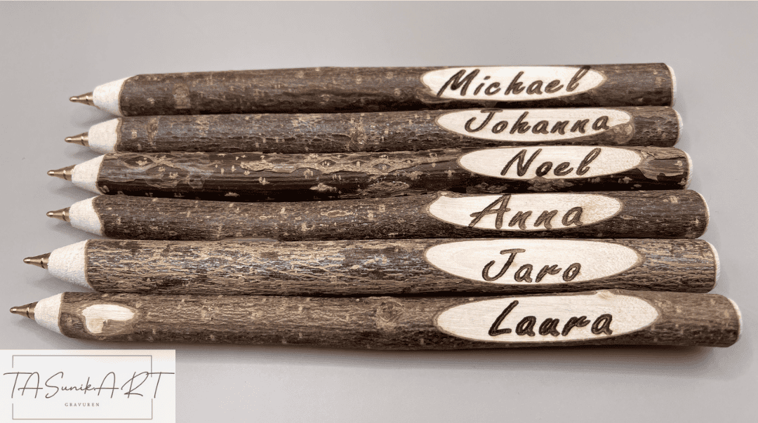Haselnuss Stift, Kugelschreiber, mit individueller Gravur – Bild 3