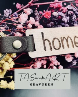 Schlüsselanhänger aus Holz&Leder mit individueller Gravur